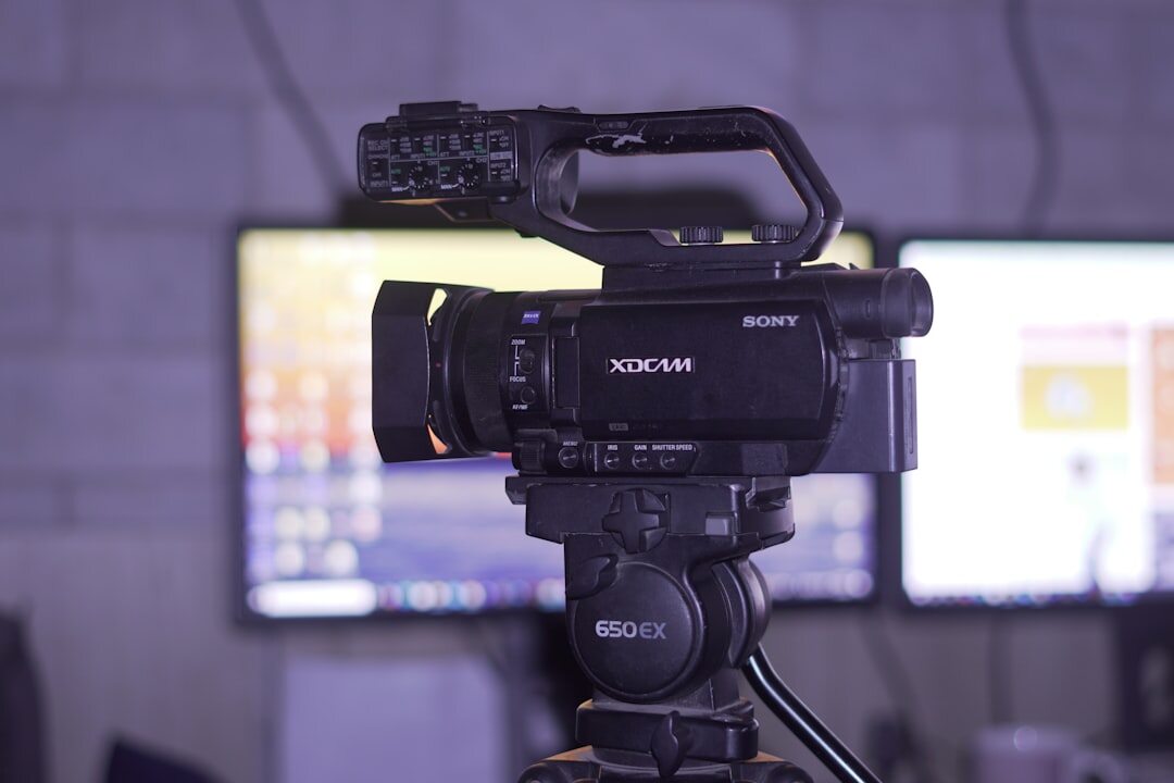 Complete professional studio production environment with multiple screens and equipment